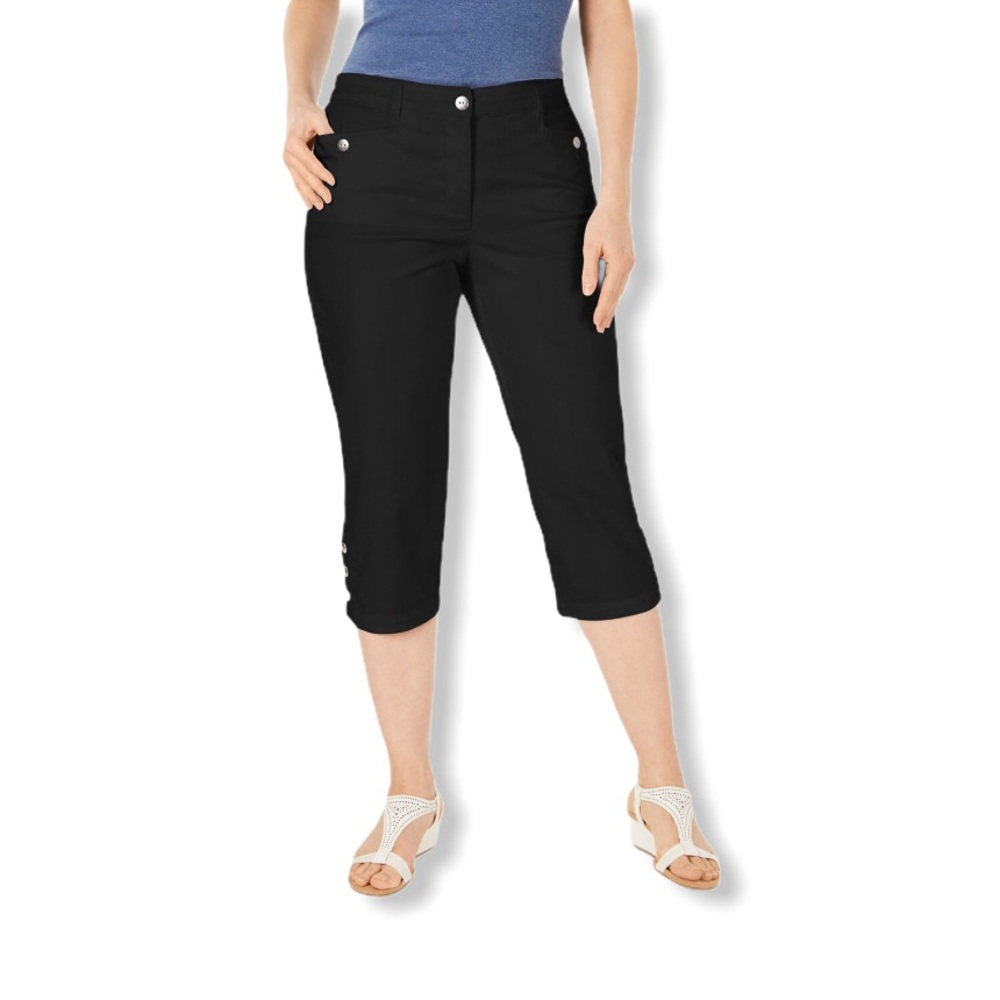 Karen Scott Button-Hem Capri Pants